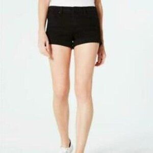 Celebrity Pink Mid Rise Cuffed Denim Shorts Black